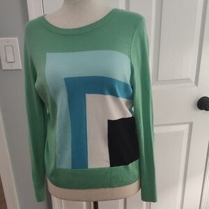 Color Block Sweater - Green, Blue, Navy